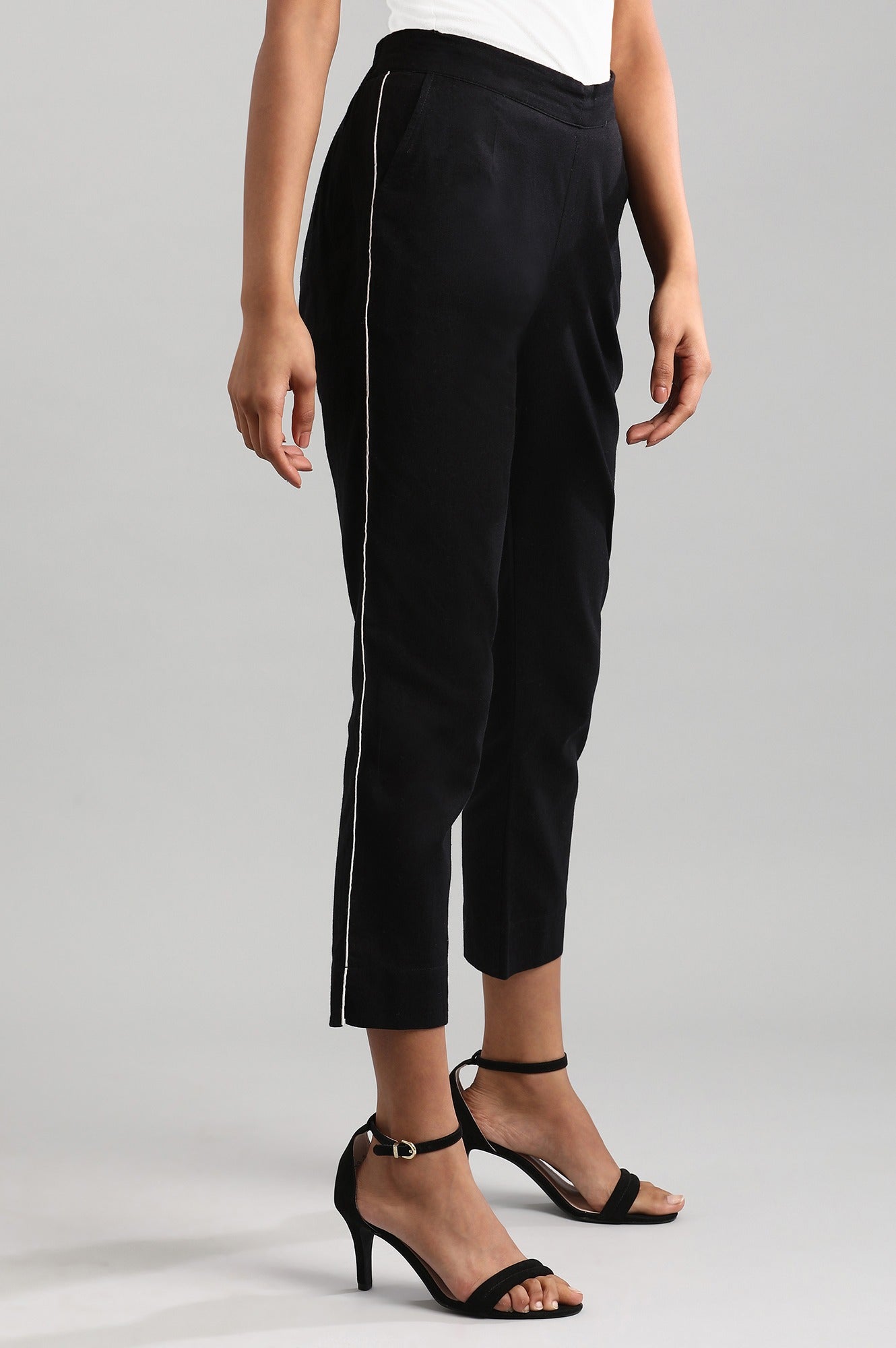 Black Solid Trousers