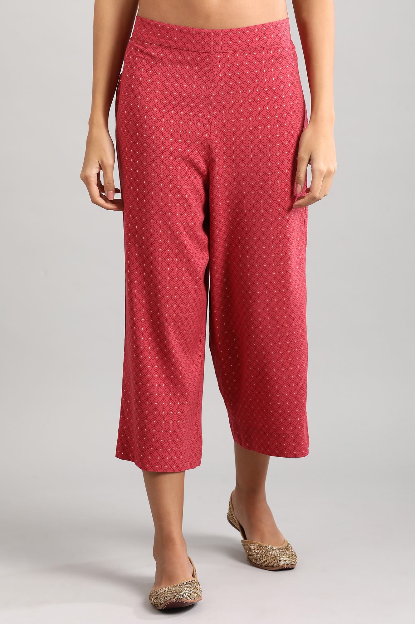 Dark Pink Printed Culottes