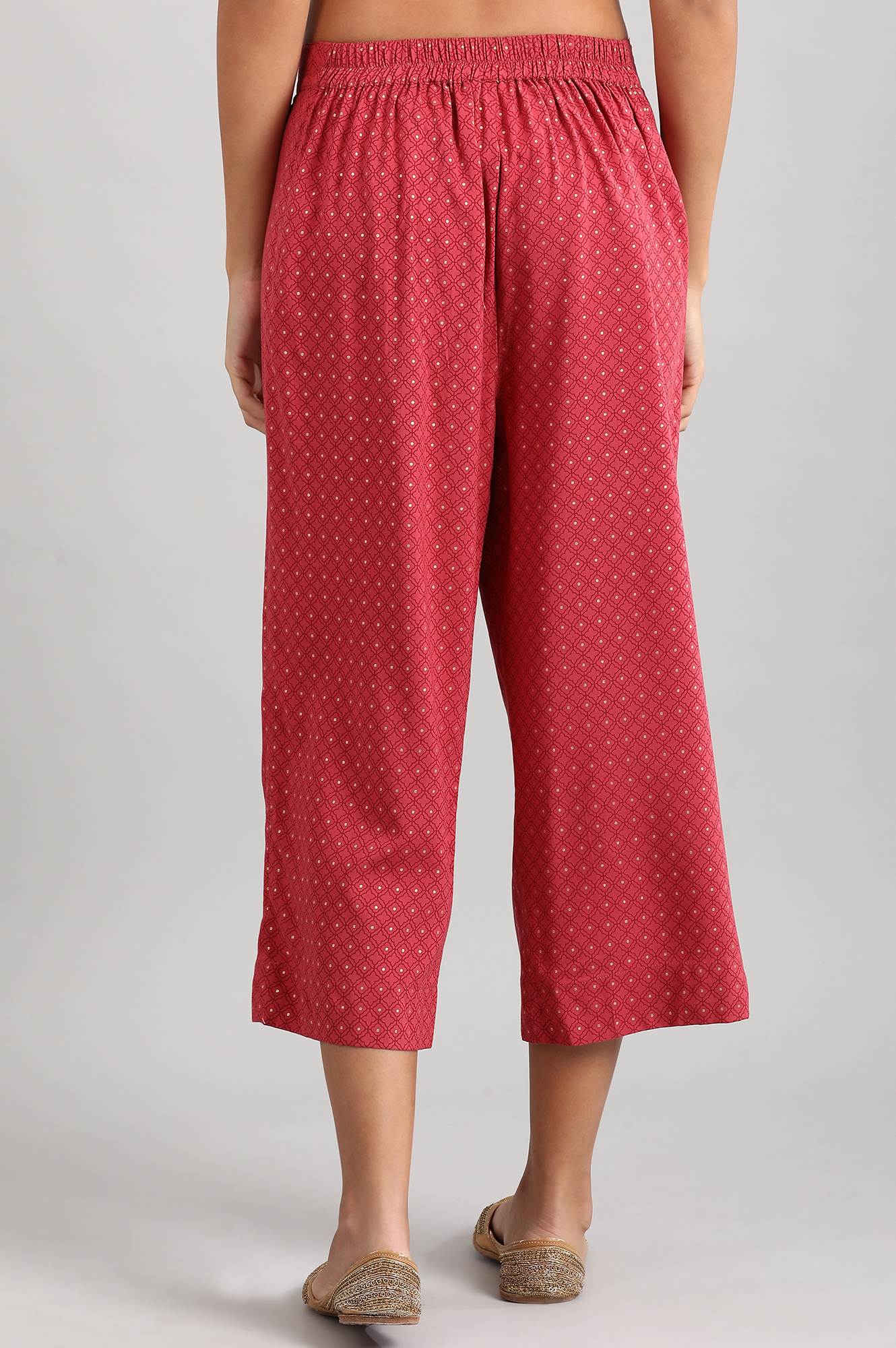 Dark Pink Printed Culottes