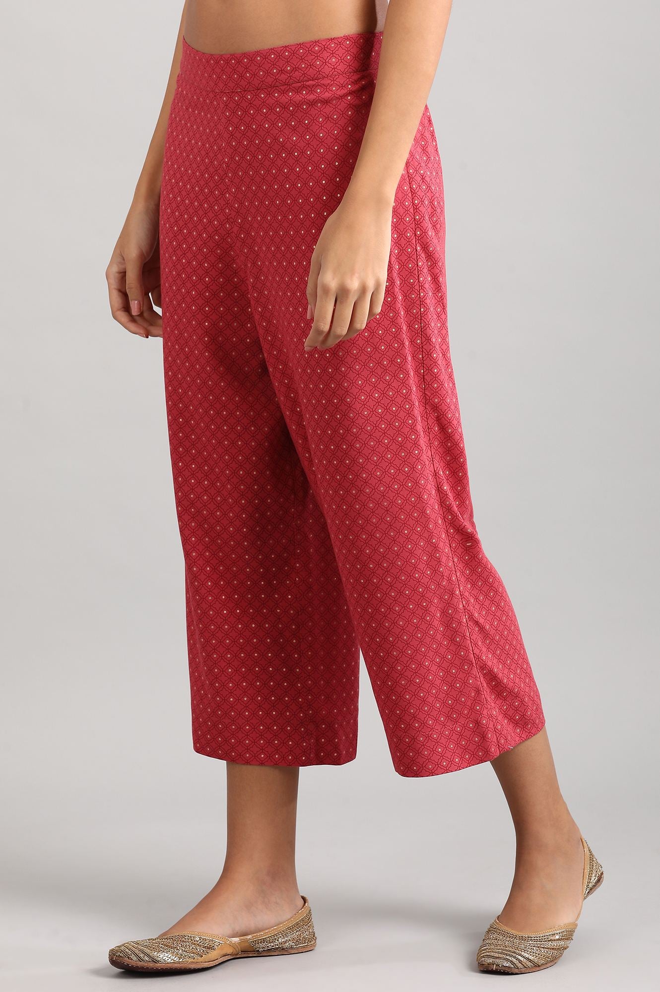 Dark Pink Printed Culottes