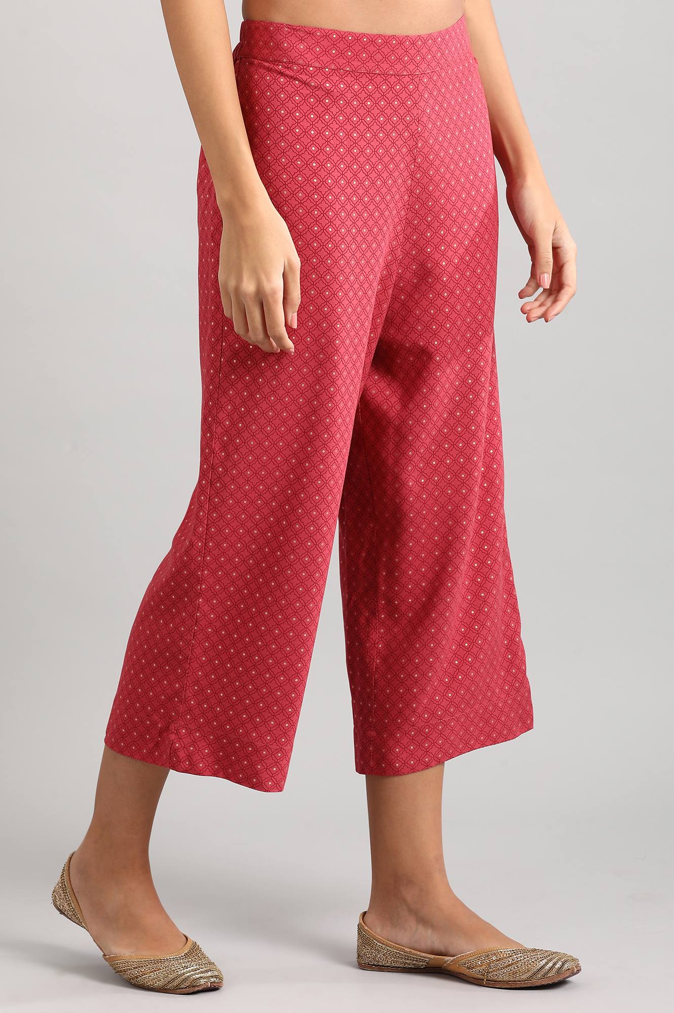 Dark Pink Printed Culottes