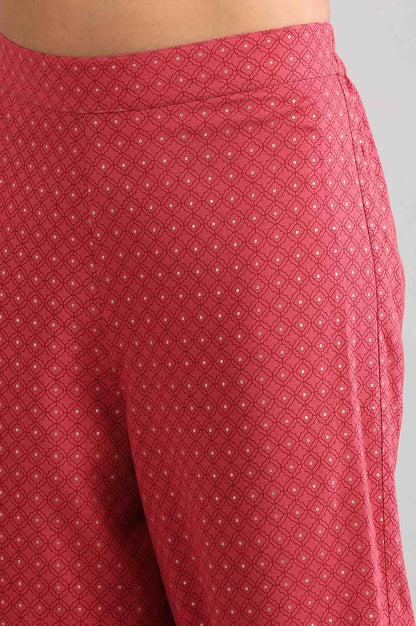 Dark Pink Printed Culottes