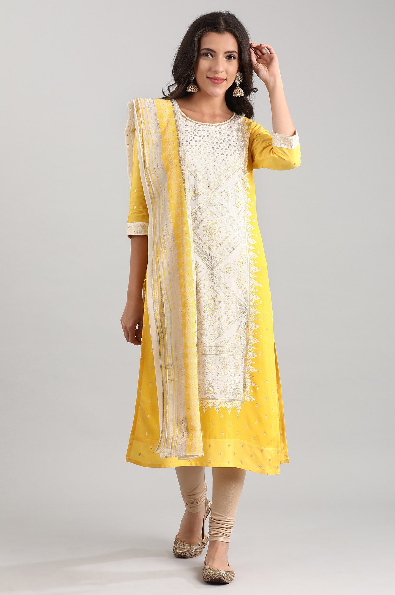 Yellow Printed Dupatta