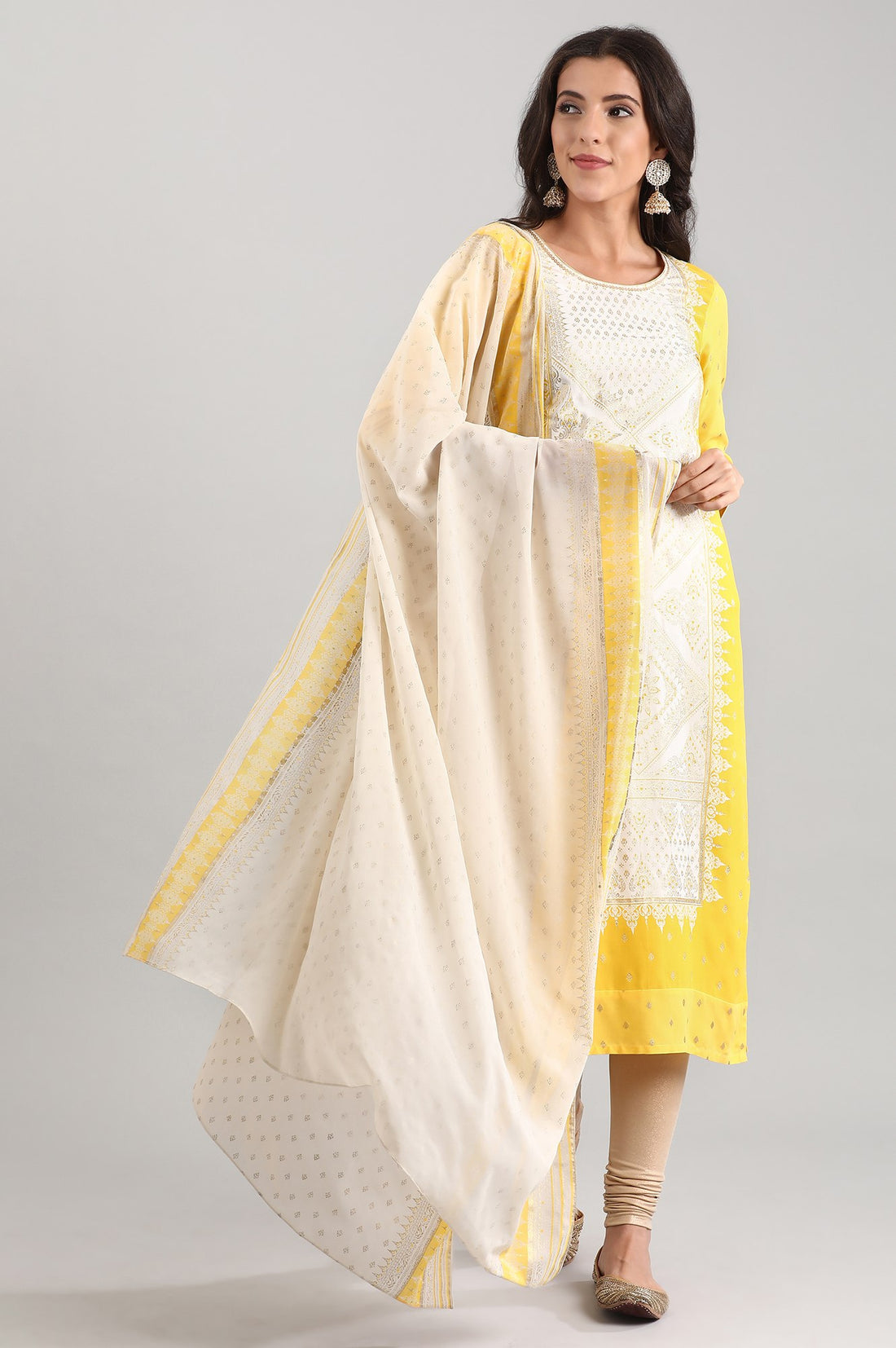 Yellow Printed Dupatta
