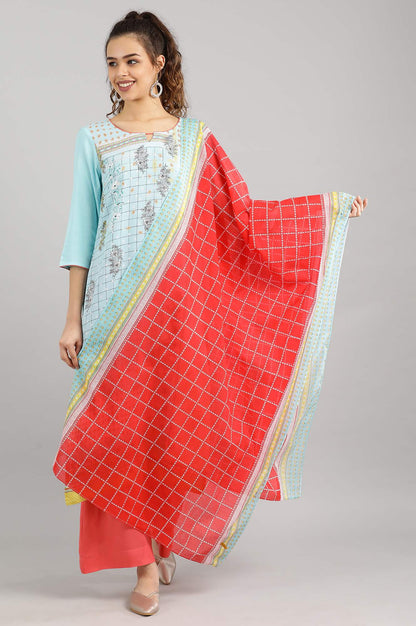 Red Printed Dupatta