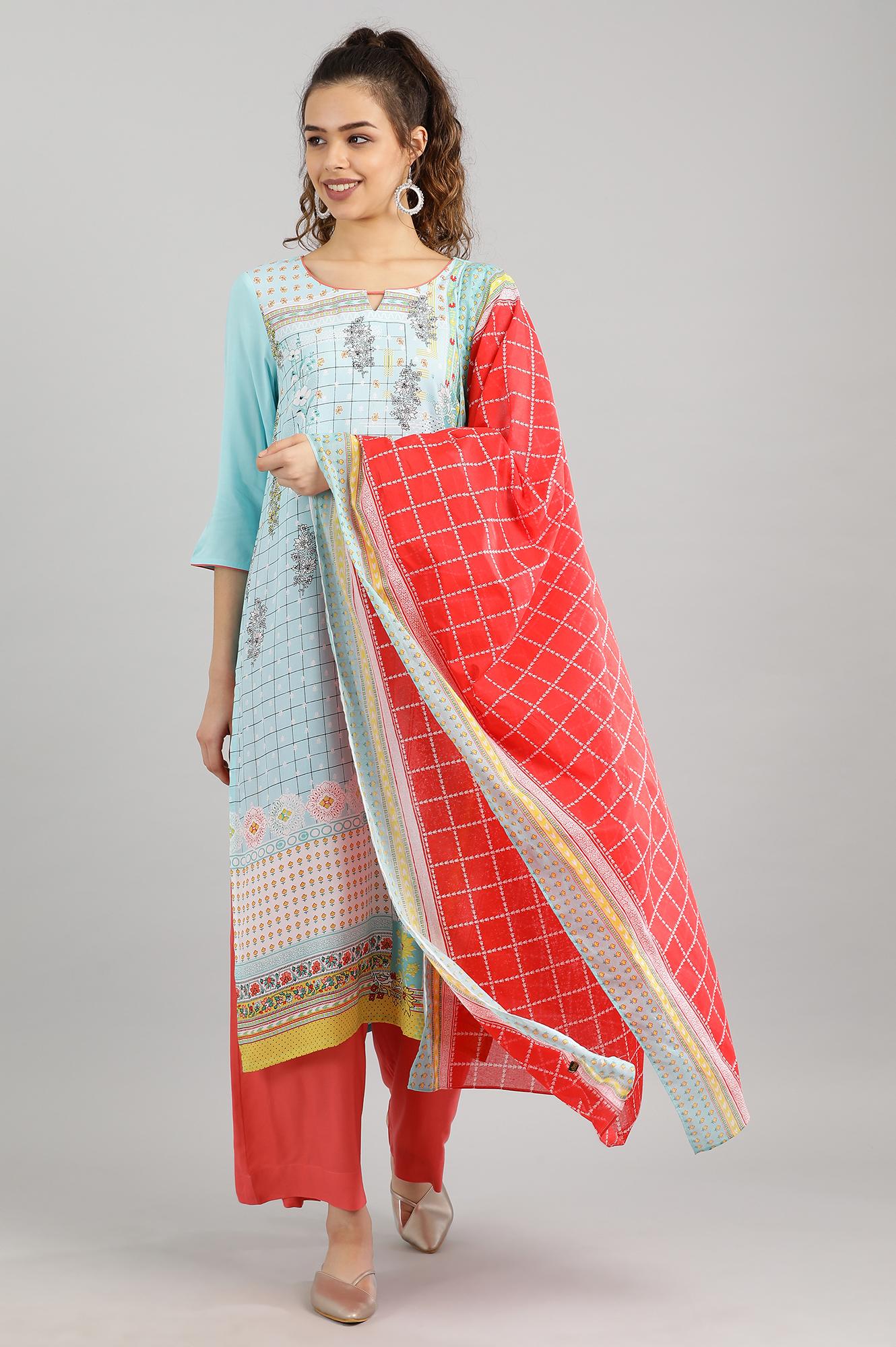 Red Printed Dupatta