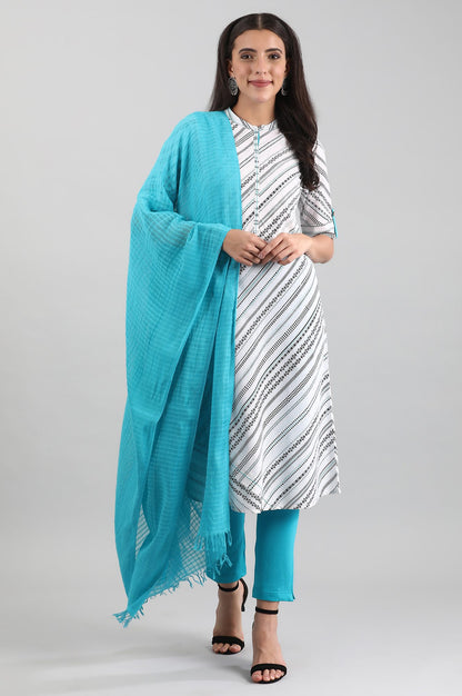 Blue Yarn-dyed Dupatta