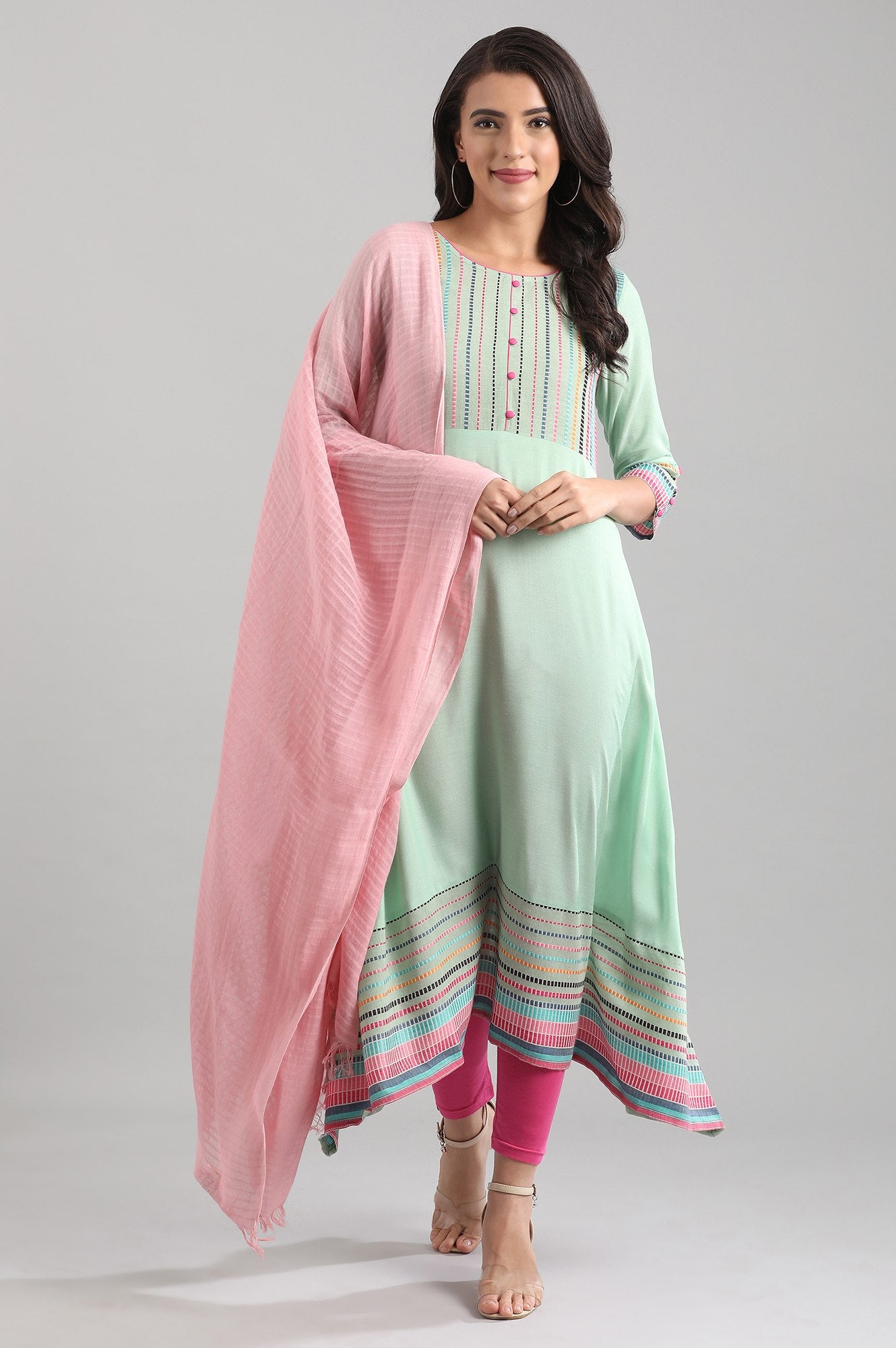 Pink Yarn-dyed Dupatta