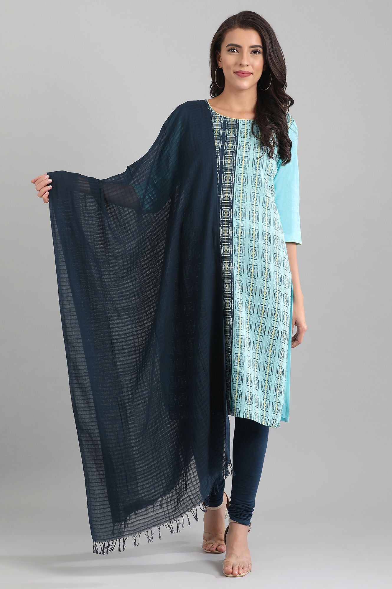 Blue Yarn-dyed Dupatta