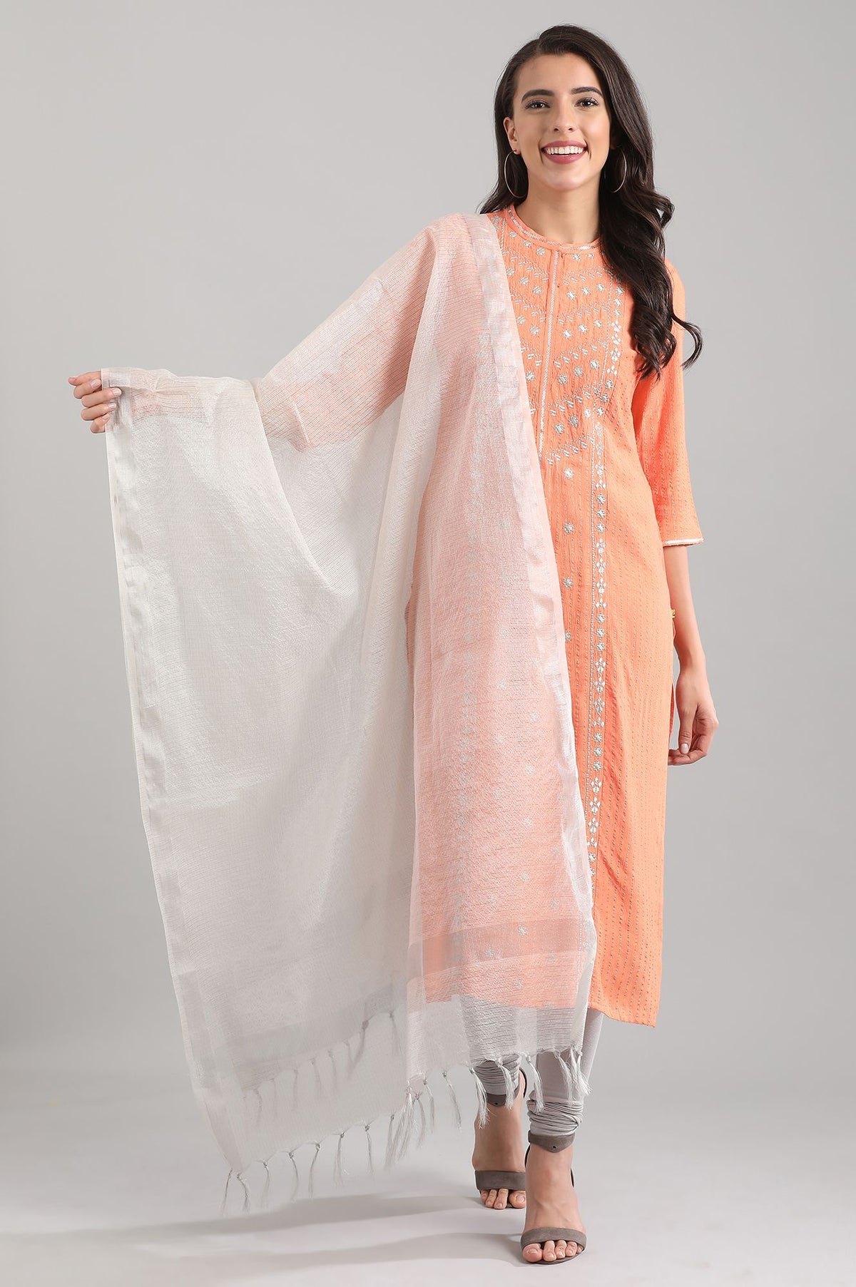 Silver Yarn-dyed Dupatta - FS