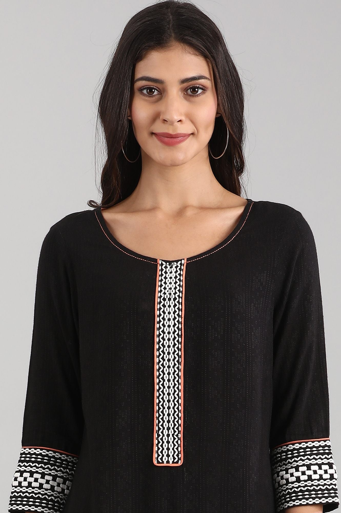 Black Round Neck kurta Set