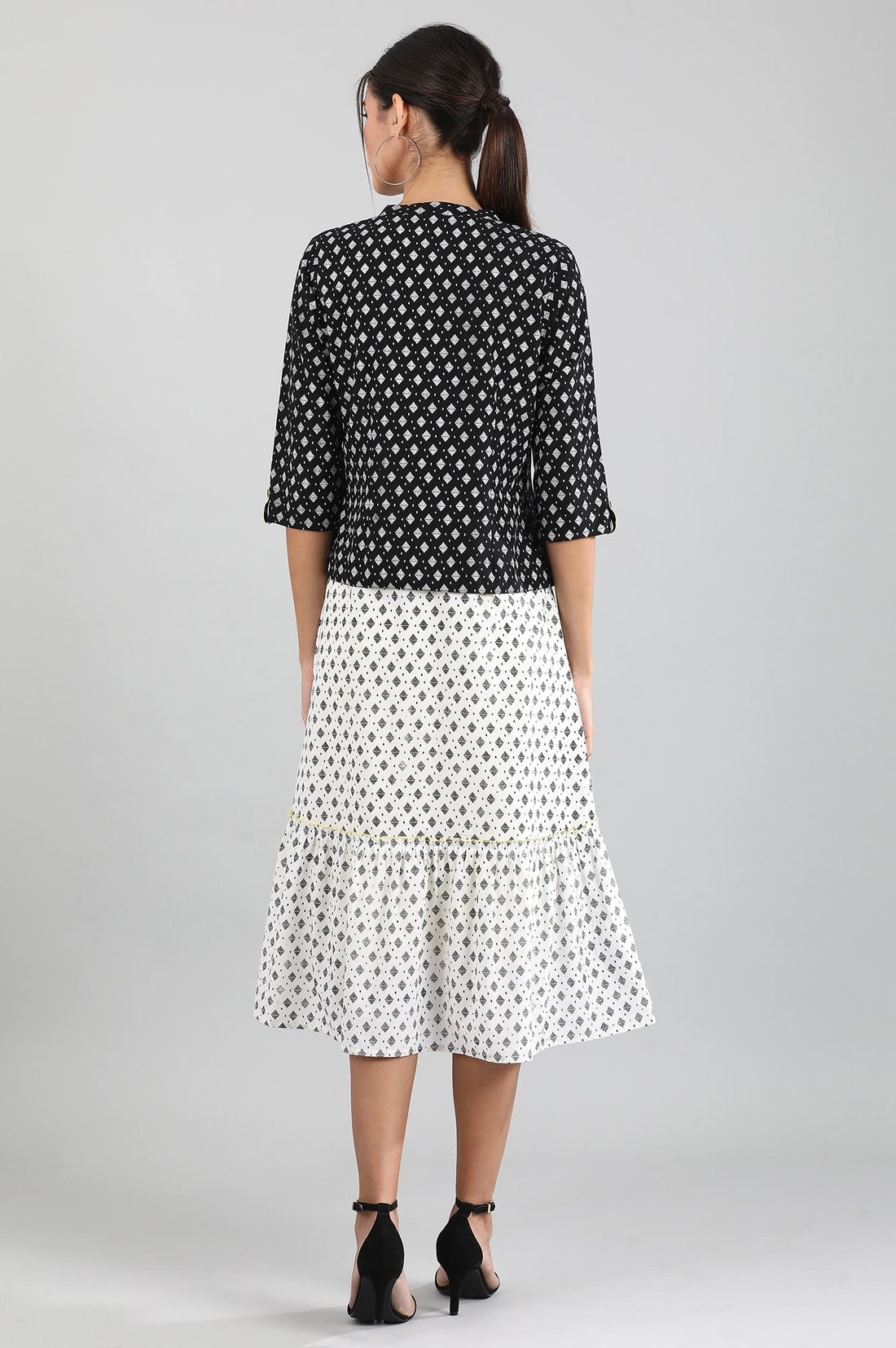 White A-line Printed Dress