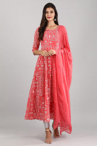 Pink A-line Printed kurta