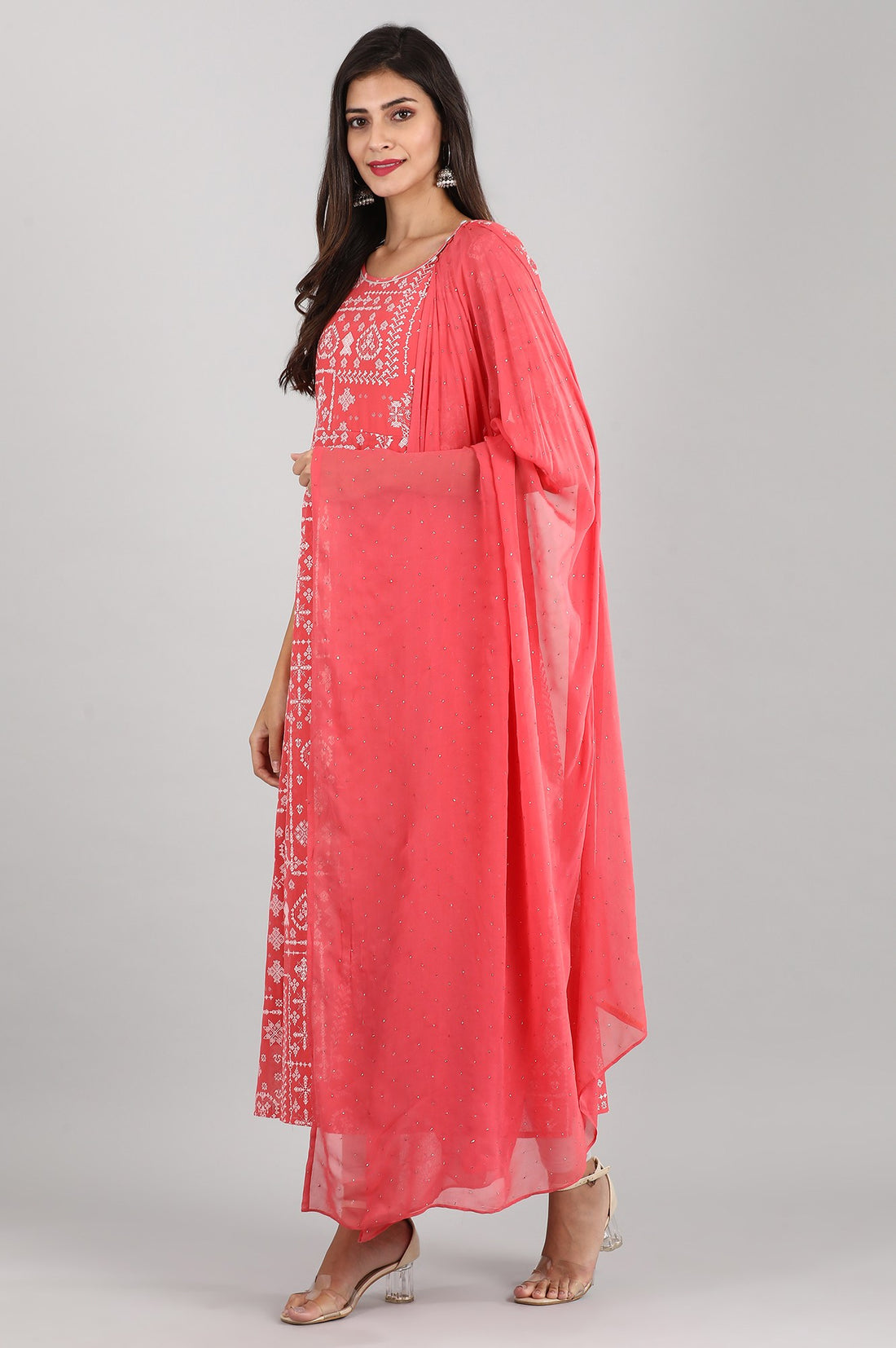Pink A-line Printed kurta