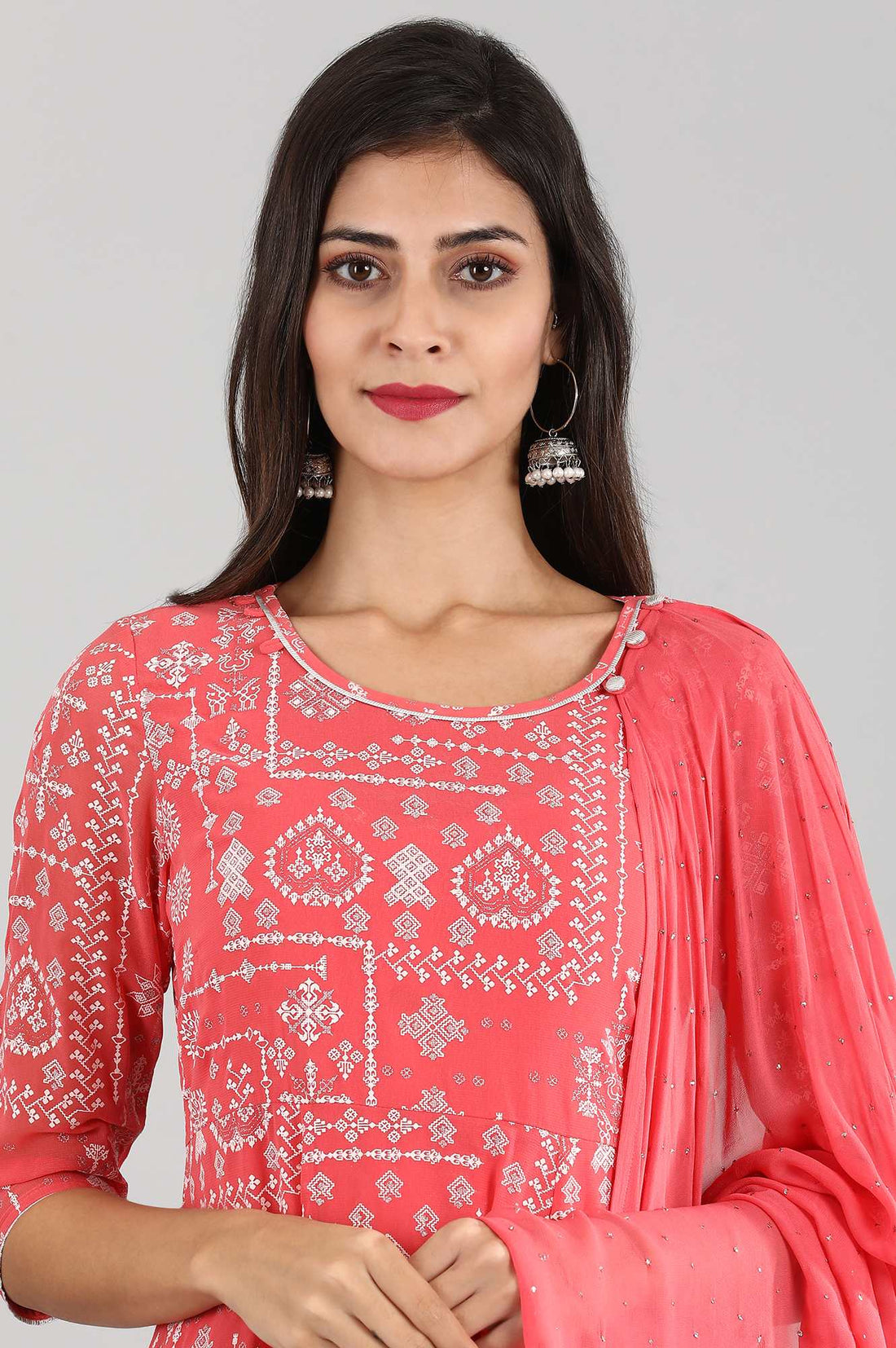 Pink A-line Printed kurta
