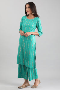 Blue Round Neck Printed Set