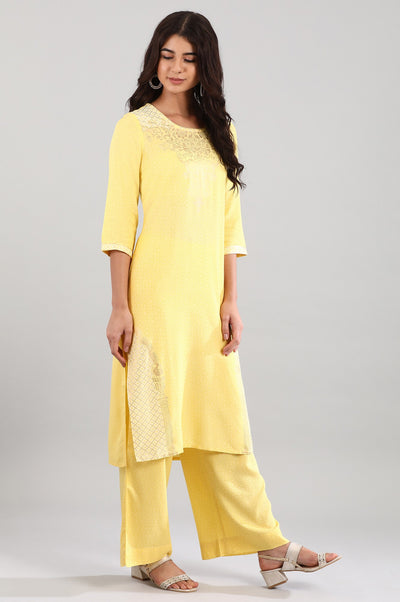 Yellow kurta- Palazzo Pants Set