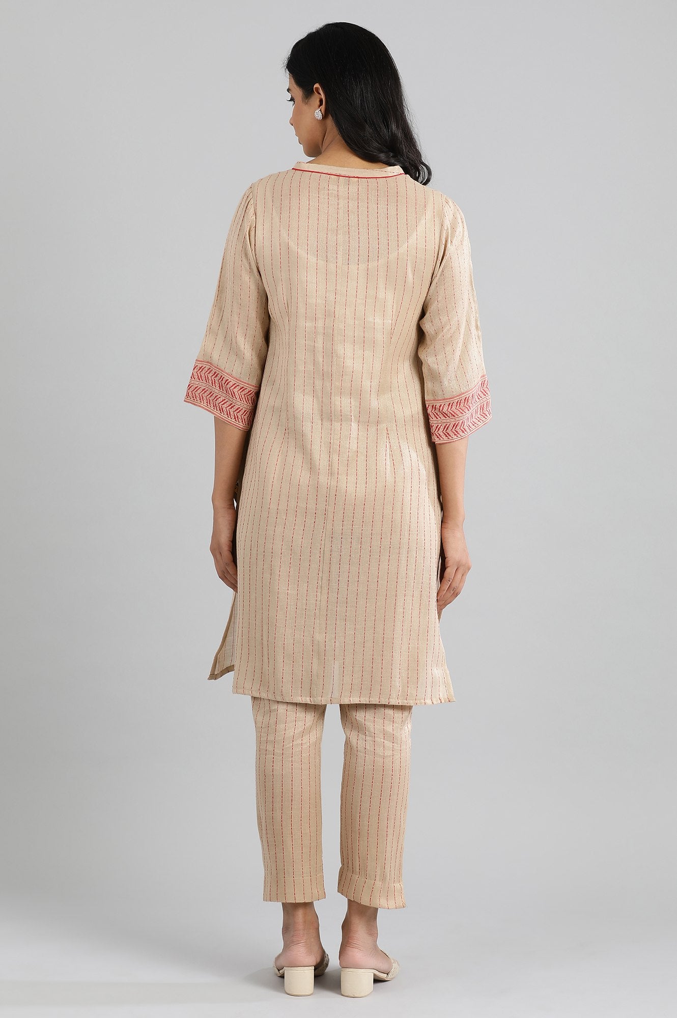 Natural Dobby kurta- Trouser Set