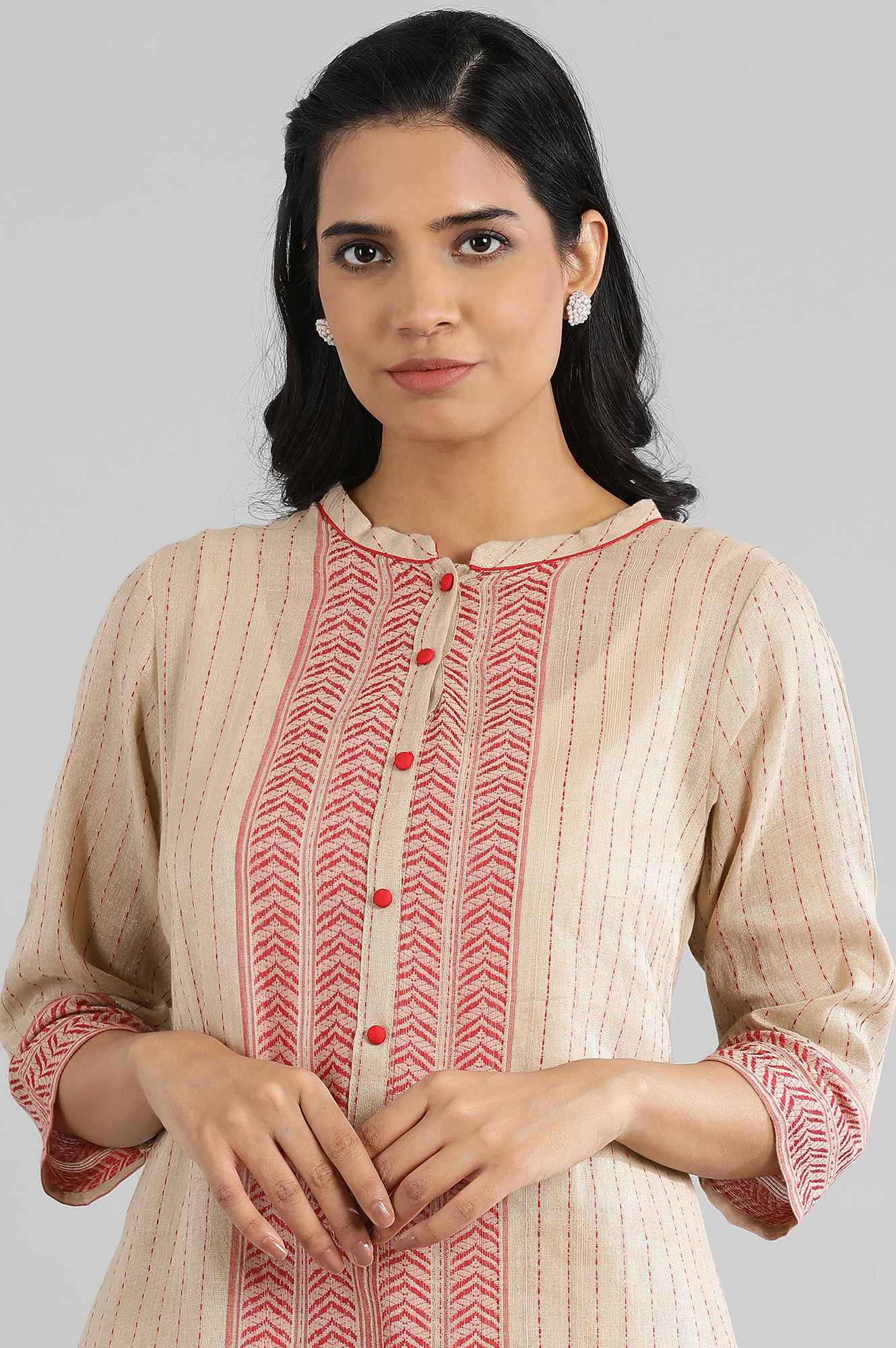 Natural Dobby kurta- Trouser Set