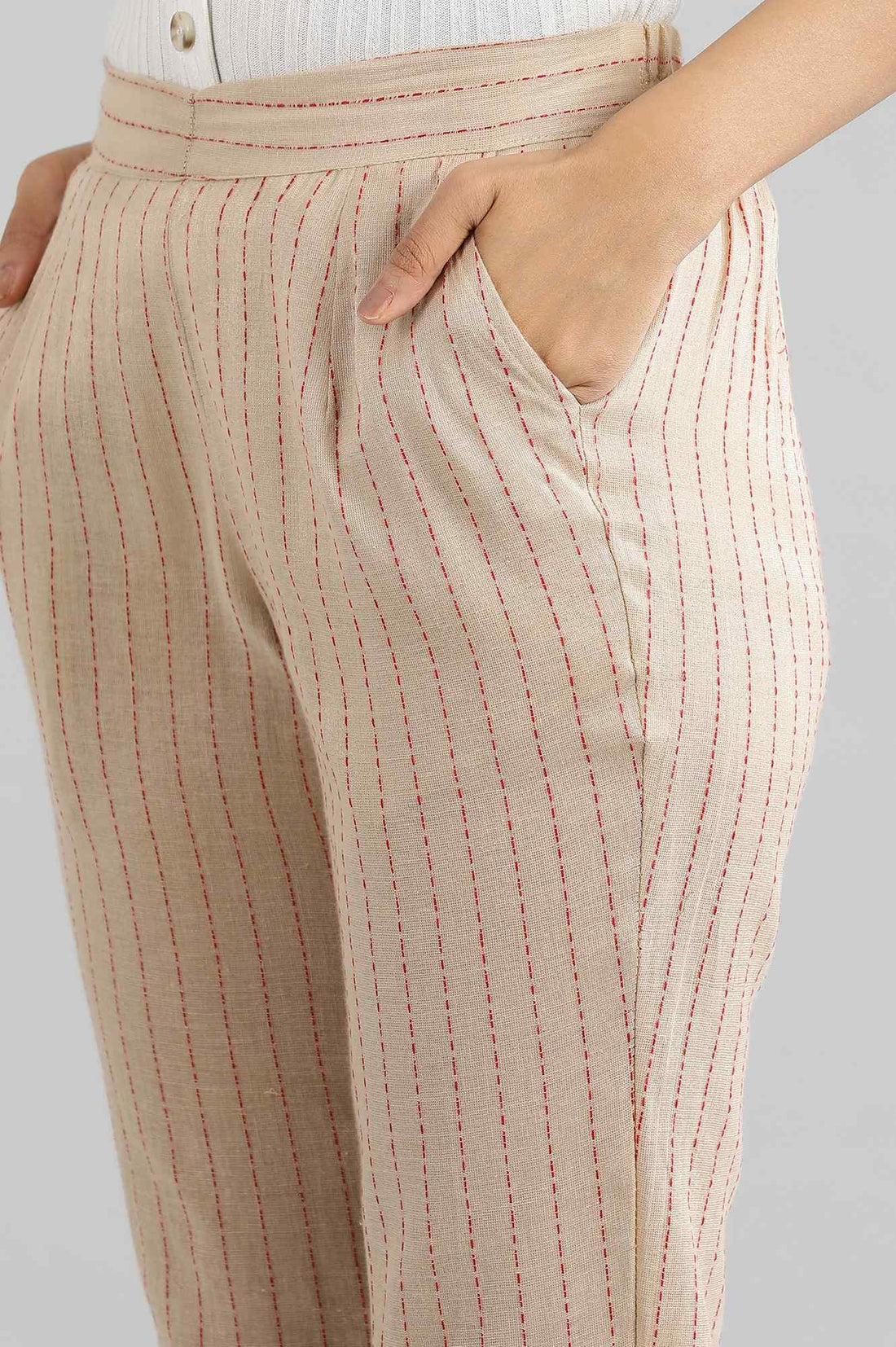 Natural Dobby kurta- Trouser Set