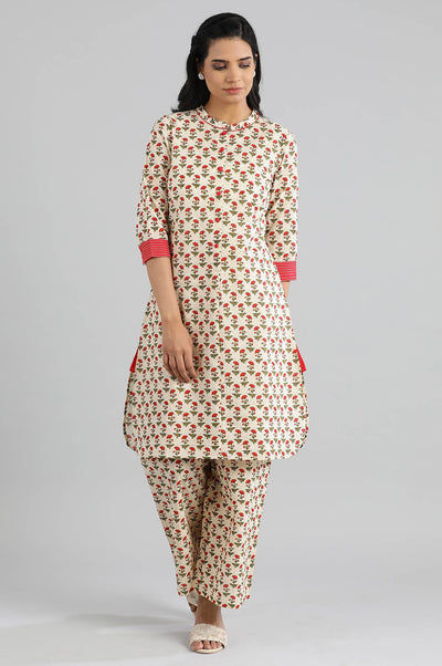Natural Printed kurta- Parallel Pants Set