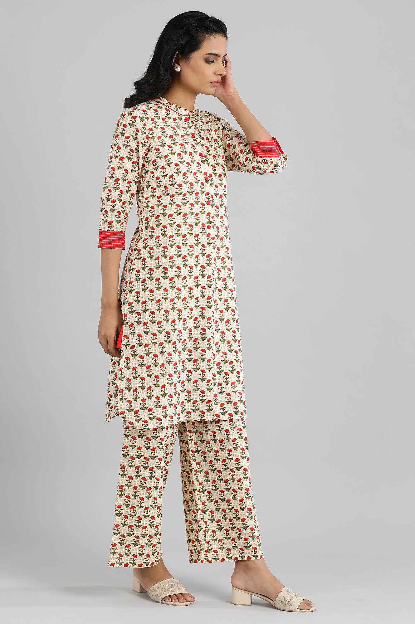 Buy Natural Printed kurta Parallel Pants Set Online for Woman Shop for Aurelia