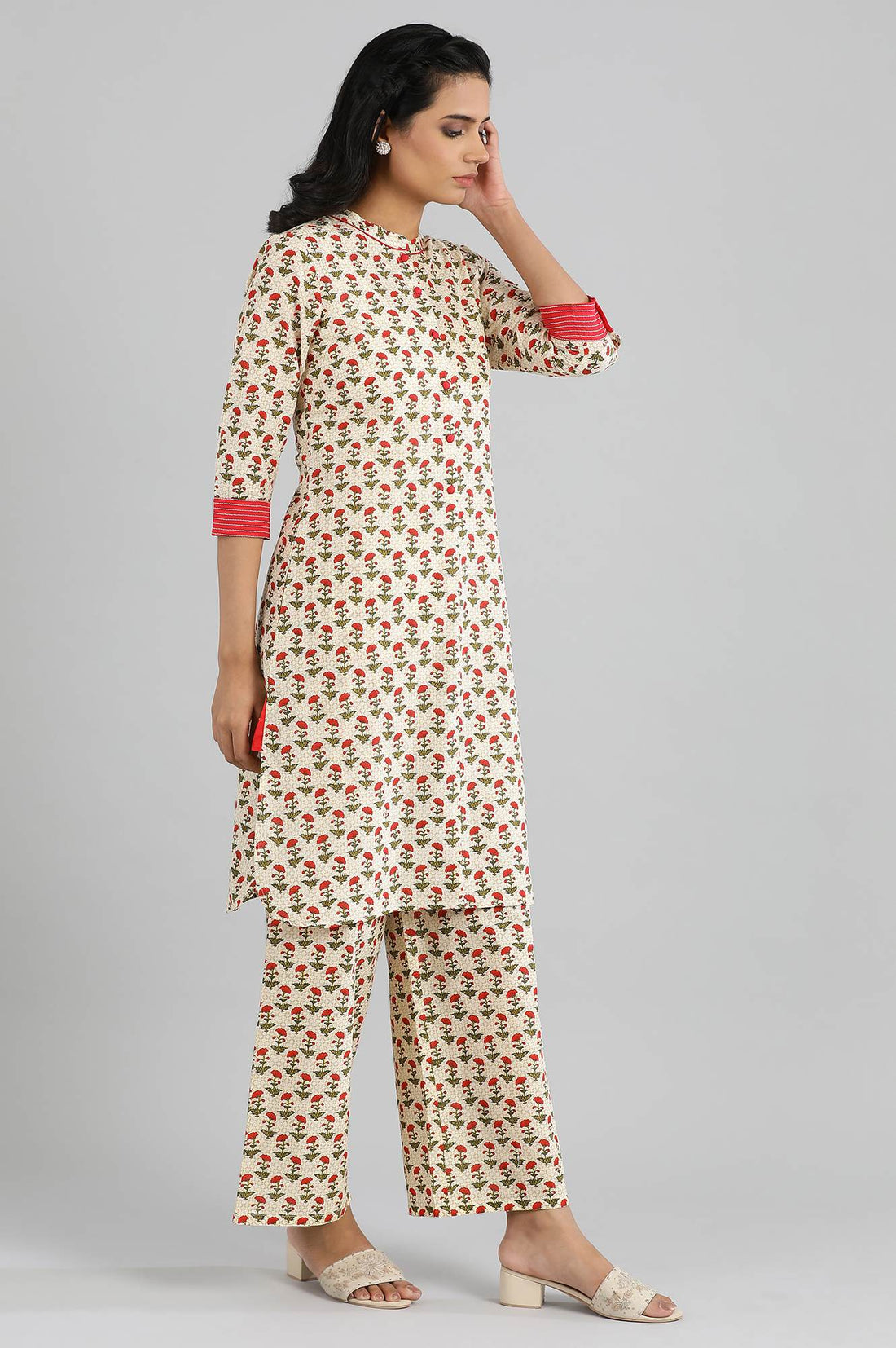 Natural Printed kurta- Parallel Pants Set