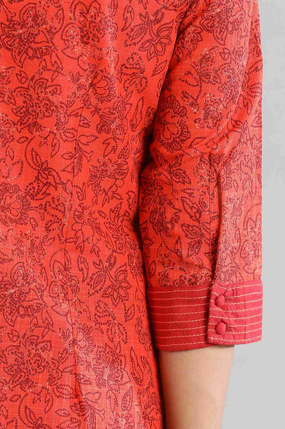 Orange Printed kurta- Parallel Pants Set