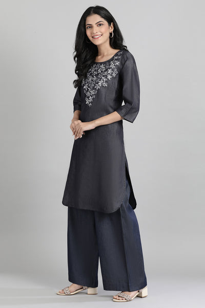 Blue Thread Embroidered kurta- Palazzo Pants