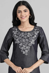 Blue Thread Embroidered kurta- Palazzo Pants