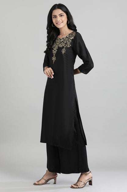 Black Zari Embroidered kurta- Palazzo Pants