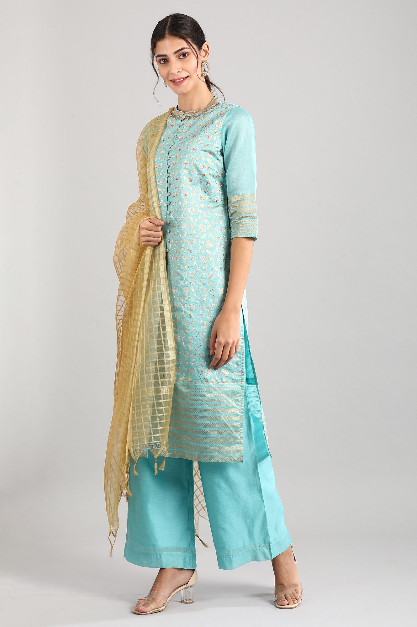 Blue Round Neck kurta Set