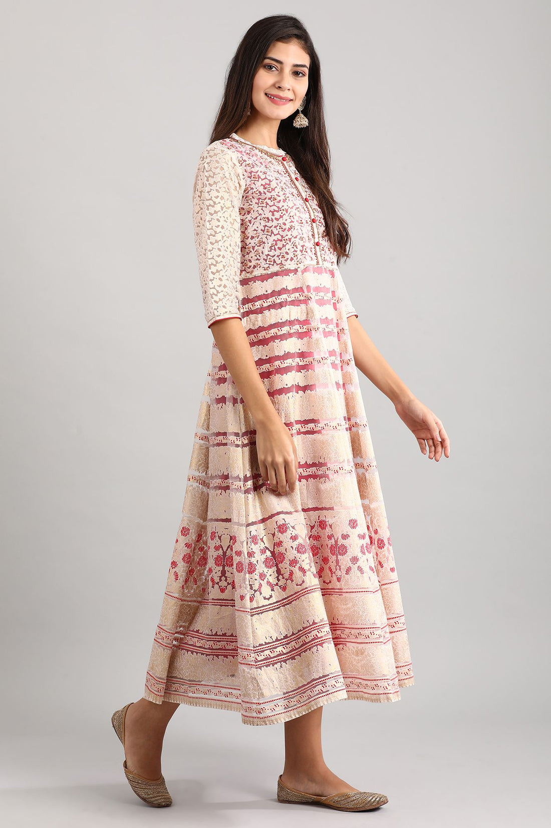 Off-White Band Collar Embroidered Dress