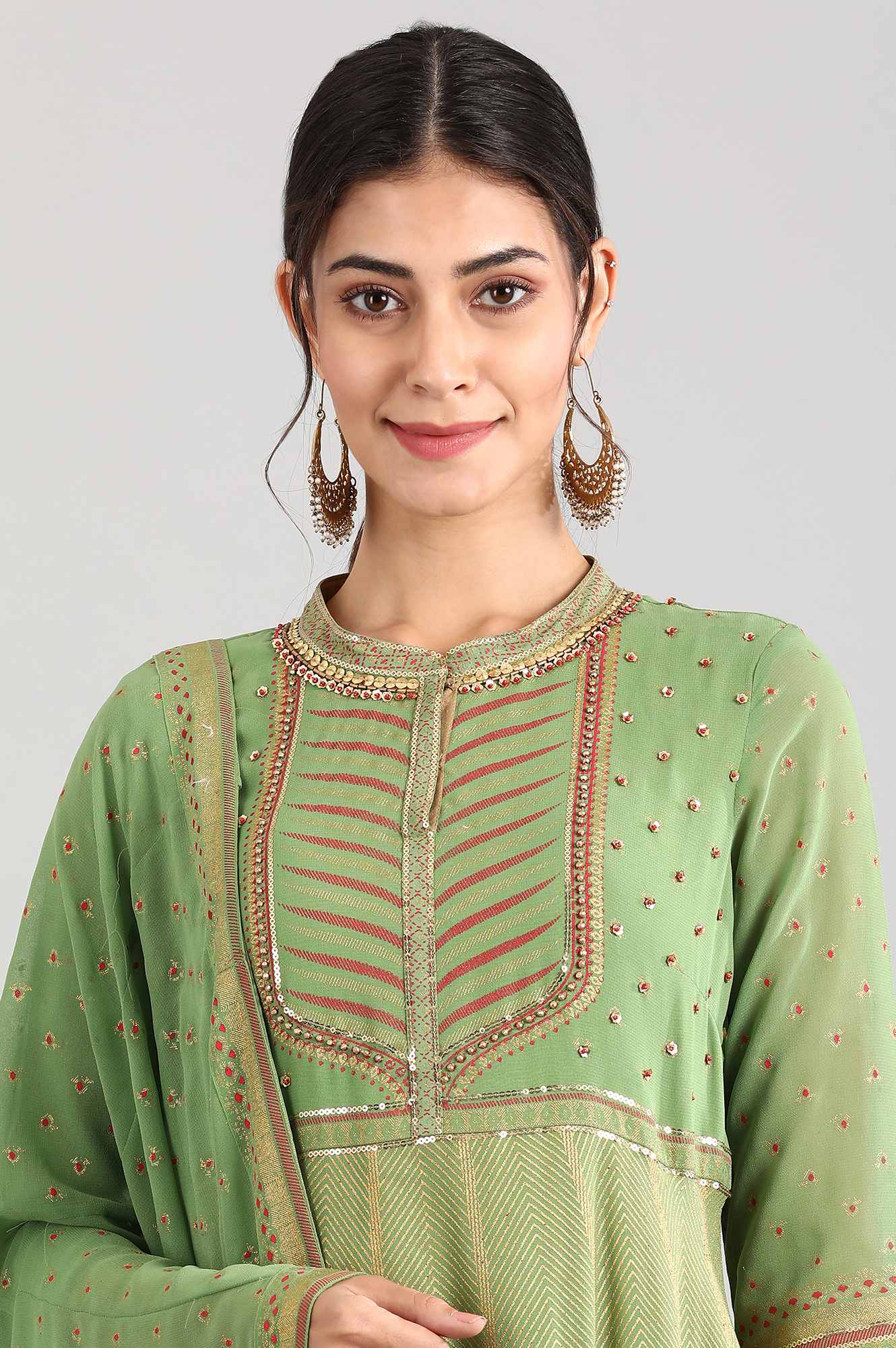 Green Round Neck kurta Set