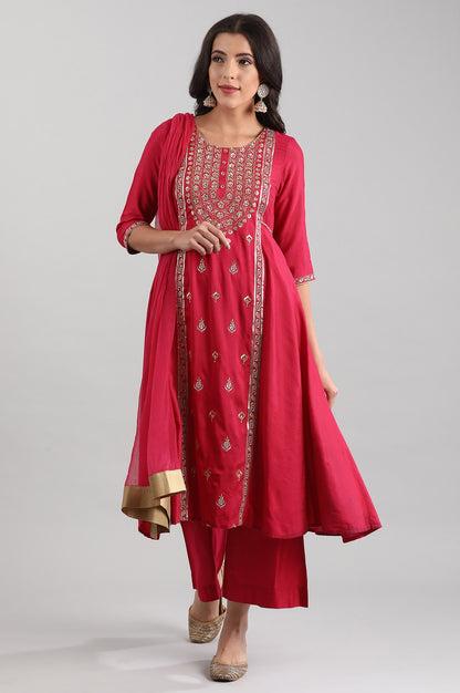 Pink Round Neck Embellished kurta Set