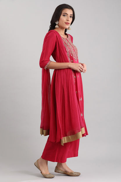 Pink Round Neck Embellished kurta Set