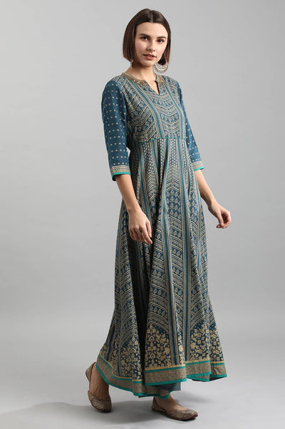 Blue Round Neck Dress