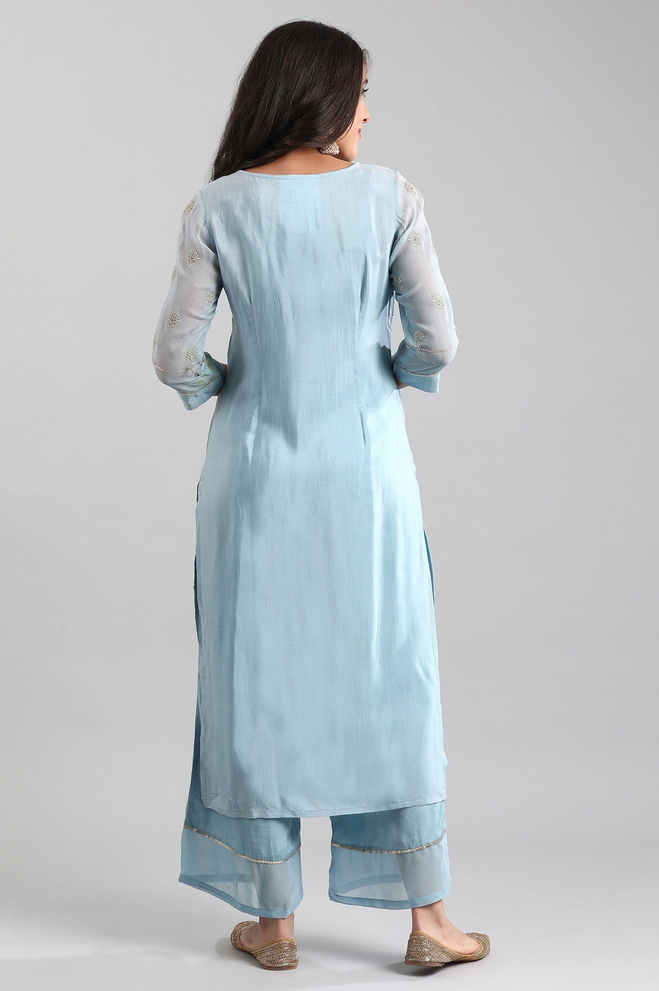 Blue Round Neck kurta Set