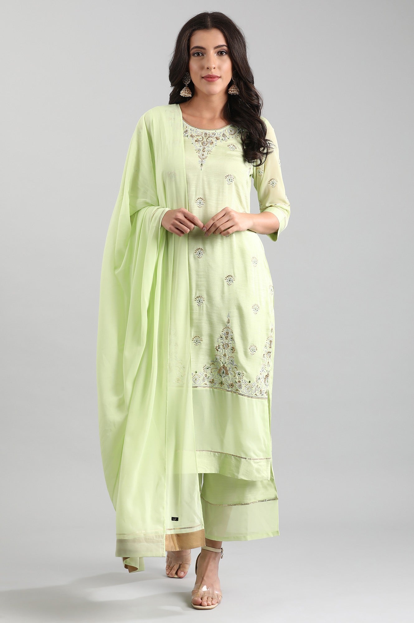 Green Round Neck kurta Set