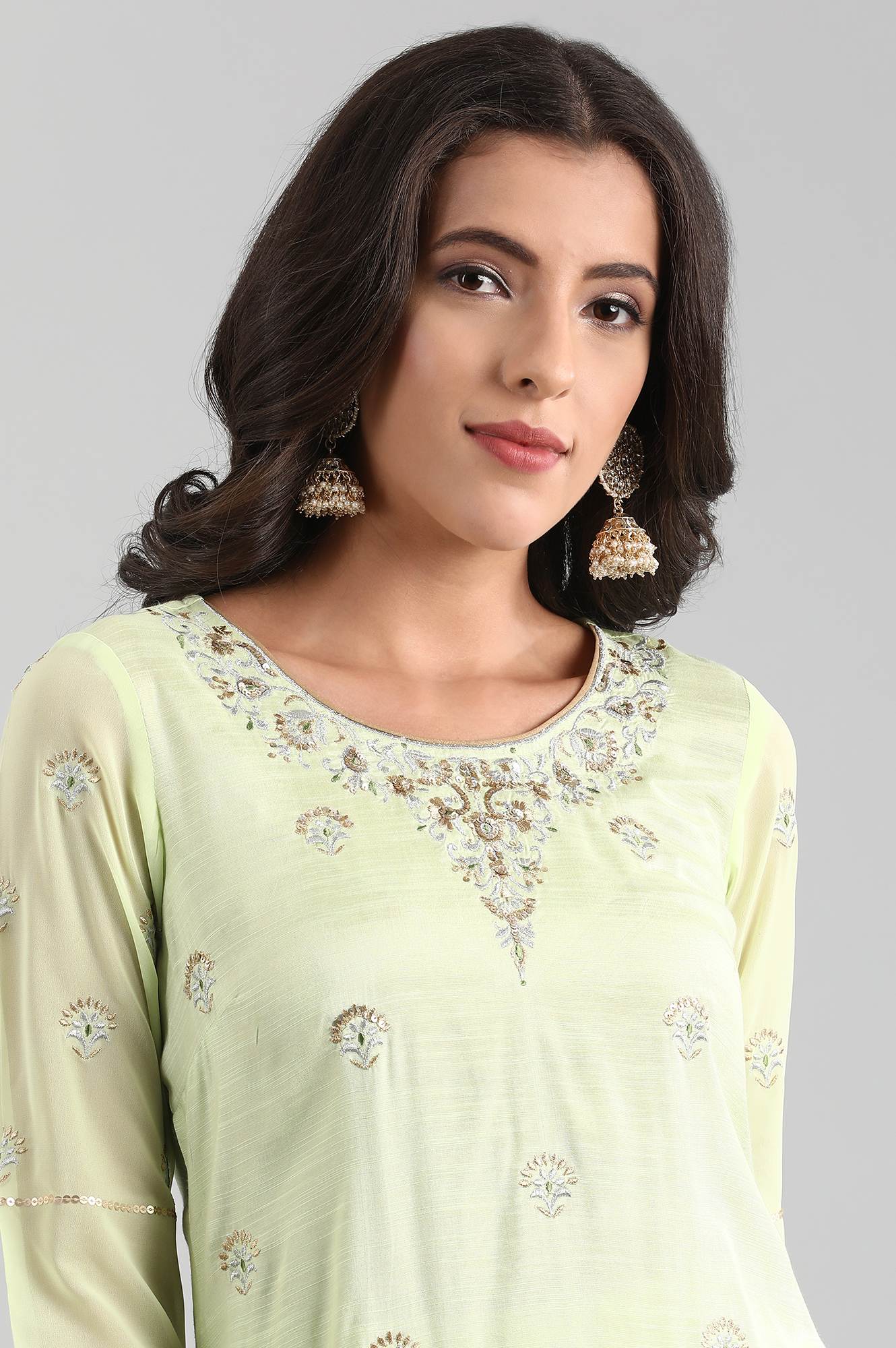 Green Round Neck kurta Set