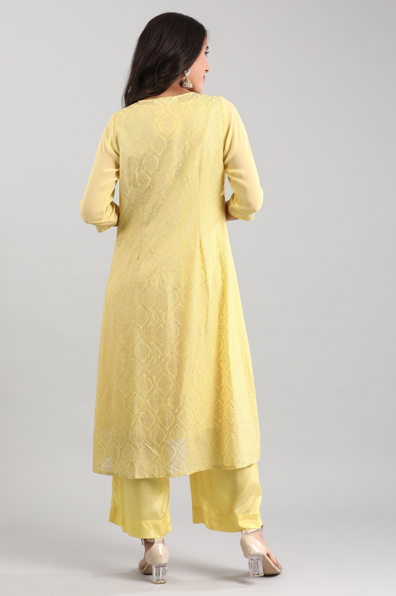 Yellow Round Neck kurta Set