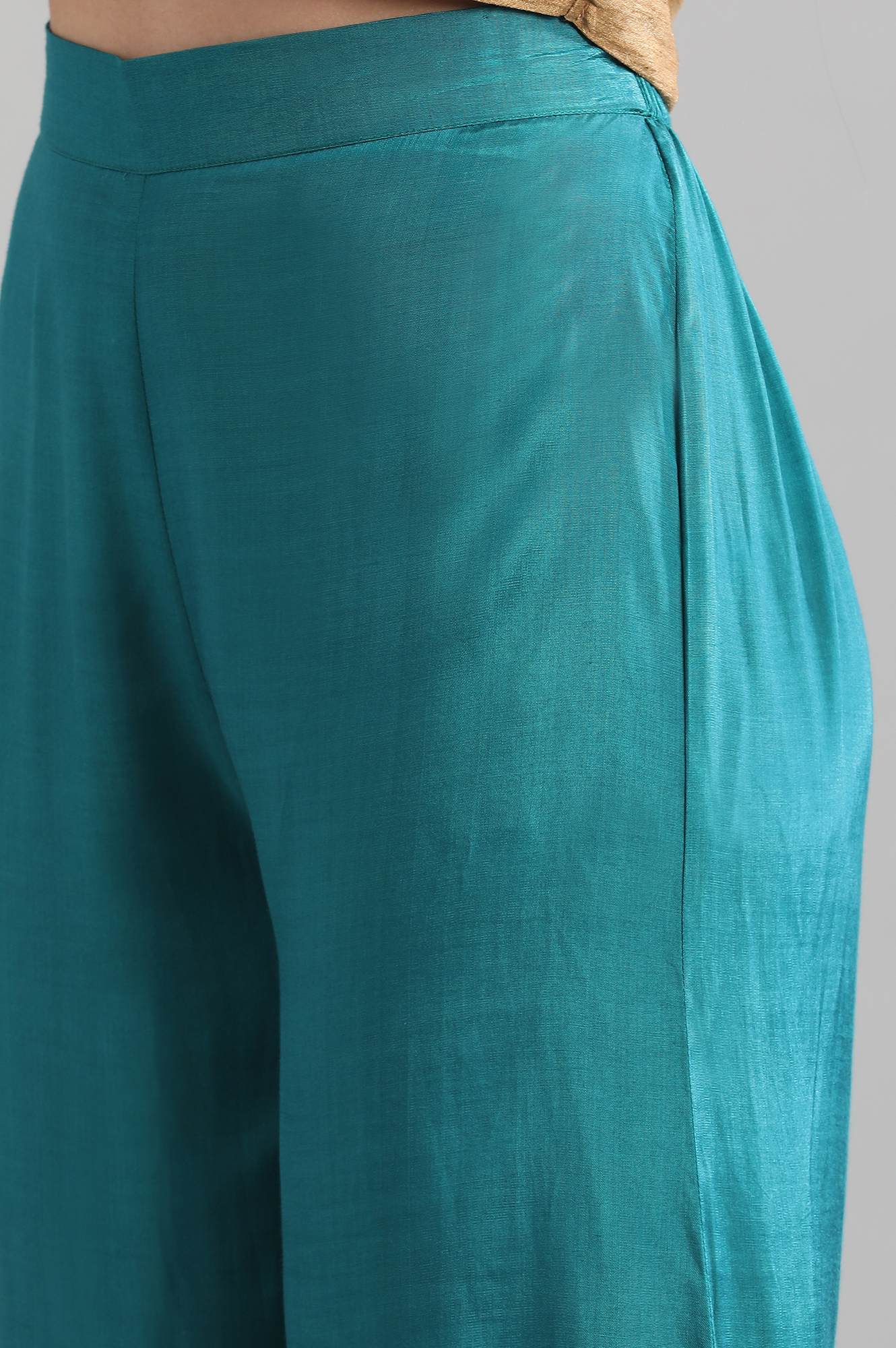 Teal Band Collar kurta Set