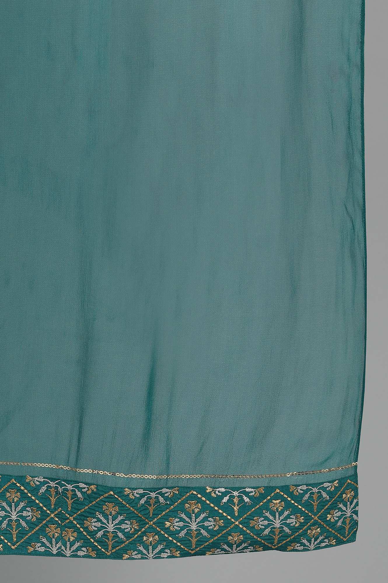 Teal Band Collar kurta Set