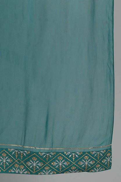 Teal Band Collar kurta Set