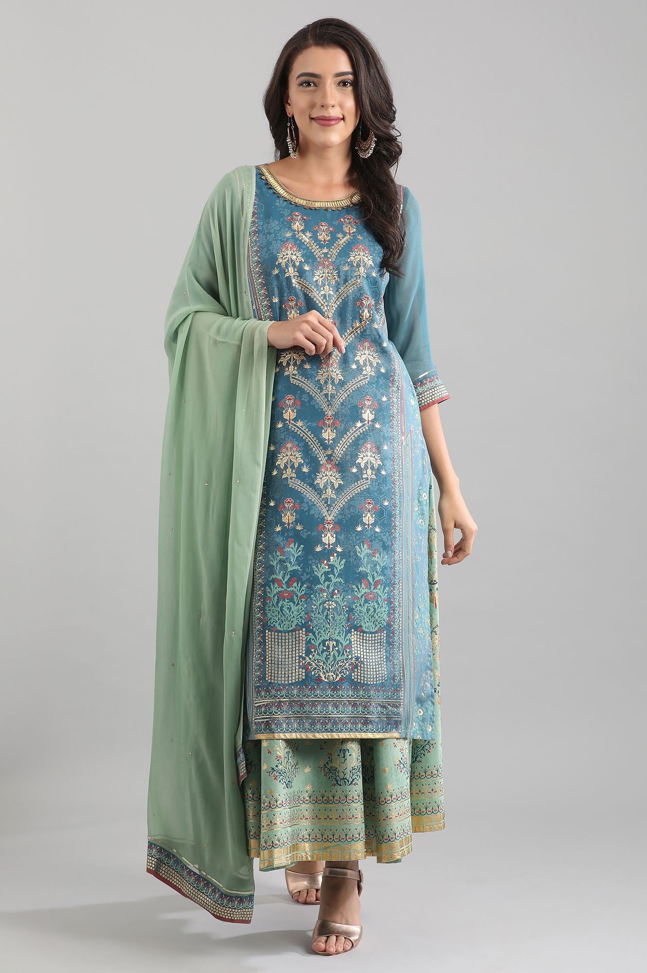 Blue Round Neck kurta Set