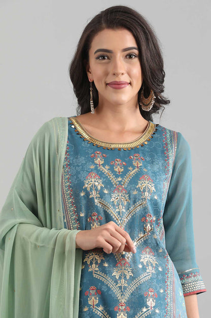 Blue Round Neck kurta Set