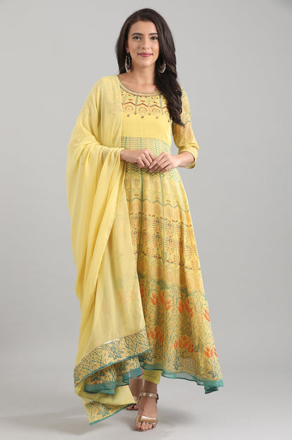 Yellow Round Neck kurta Set