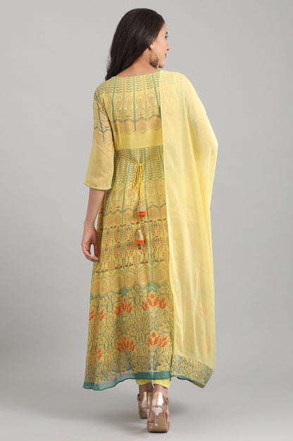 Yellow Round Neck kurta Set