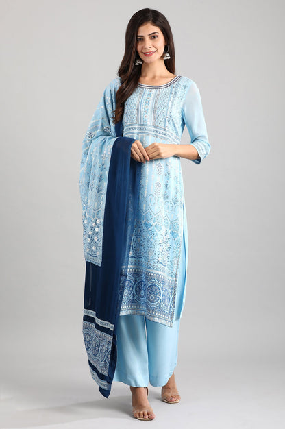 Blue Round Neck kurta Set