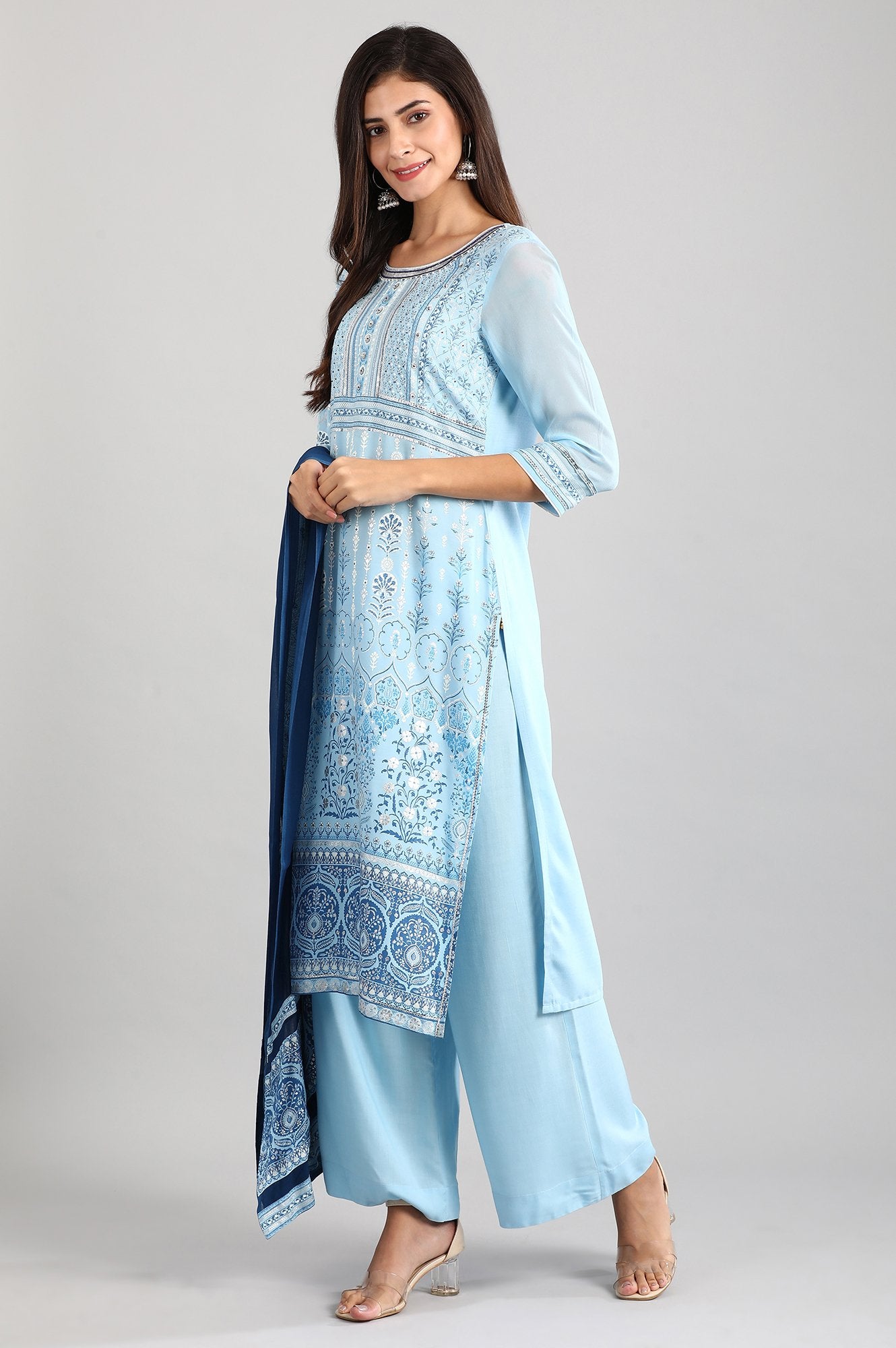 Blue Round Neck kurta Set